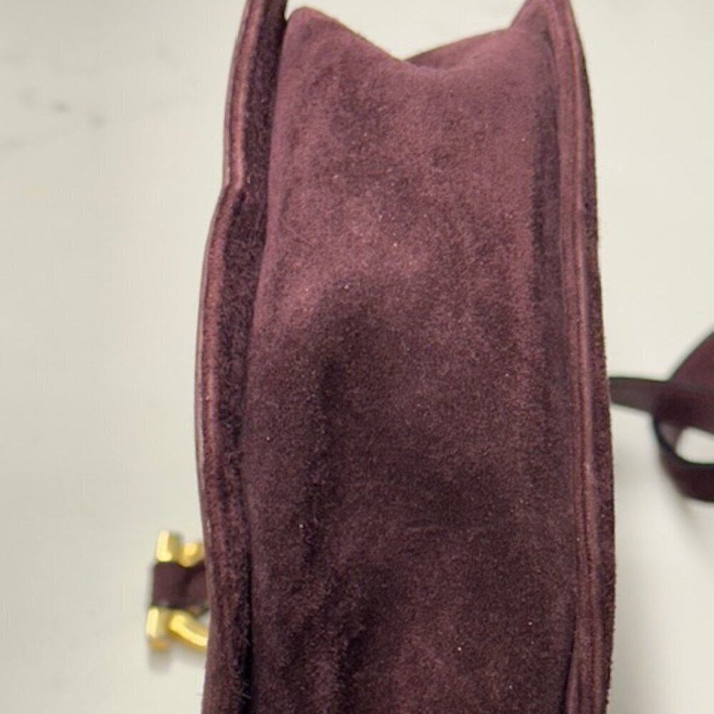 🔥🔥🔥Salvatore Ferragamo Suede Plum/Burgundy Color Crossbody/Shoulder Bag EUC! - Picture 9 of 16